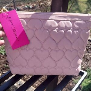Betsey Johnson Light Pink Heart Cosmetic Bag